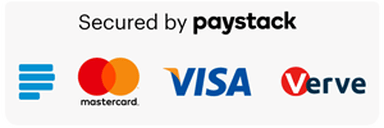 payment secured by Paystack: Visa, Mastercard, Verve